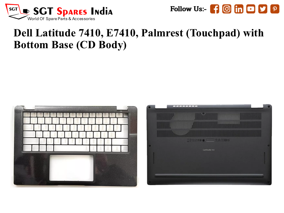 Dell Latitude 7410, E7410, Palmrest (Touchpad) with Bottom Base (CD Body)