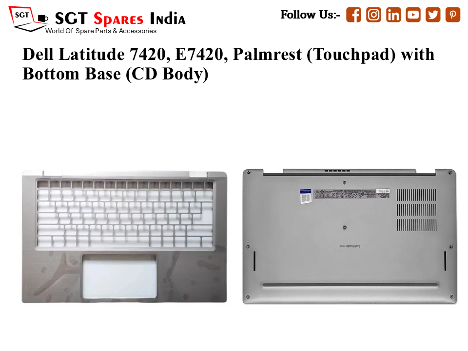 Dell Latitude 7420, E7420, Palmrest (Touchpad) with Bottom Base (CD Body)