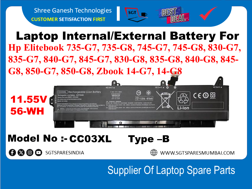 H-P CC03XL Internal Battery For Hp Elitebook 735-G7, 735-G8, 745-G7, 745-G8, 830-G7, 835-G7, 840-G7, 845-G7, 830-G8, 835-G8, 840-G8, 845-G8, 850-G7, 850-G8, Zbook 14-G7, 14-G8