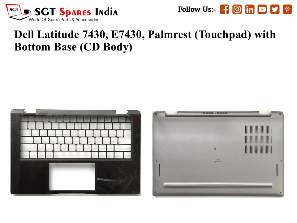 Dell Latitude 7430, E7430, Palmrest (Touchpad) with Bottom Base (CD Body)