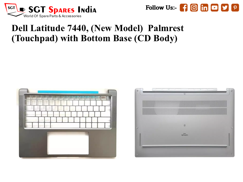 Dell Latitude 7440, (New Model) Palmrest (Touchpad) with Bottom Base (CD Body)