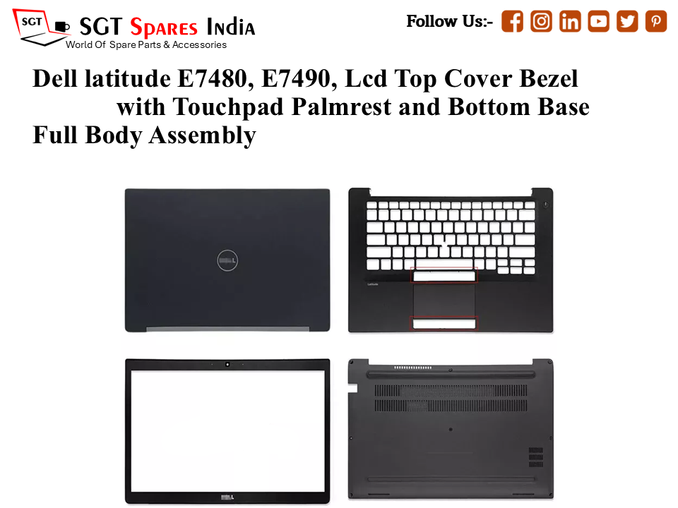 dell latitude E7480, E7490, 03WMTY Laptop Lcd Top Cover Bezel with Touchpad Palmrest and Bottom Base Full Body Assembly