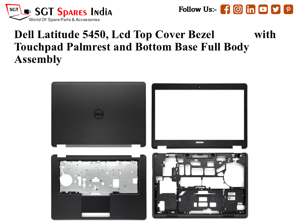 Dell Latitude 5450, 07YDGK Laptop Lcd Top Cover Bezel with Touchpad Palmrest and Bottom Base Full Body Assembly