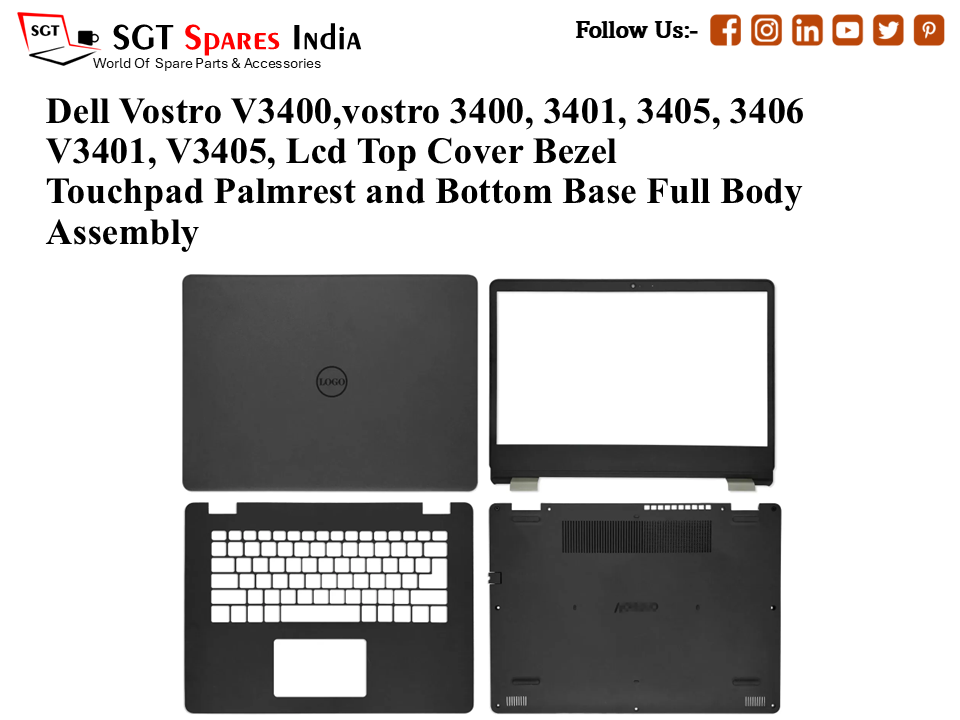 Dell Vostro V3400,vostro 3400, 3401, 3405, 3406 V3401, V3405, 0125D6 Laptop Lcd Top Cover Bezel with Touchpad Palmrest and Bottom Base Full Body Assembly