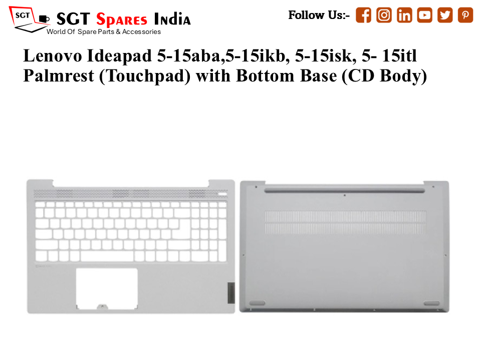 Lenovo Ideapad 5-15aba,5-15ikb, 5-15isk, 5- 15itl Palmrest (Touchpad) with Bottom Base (CD Body)