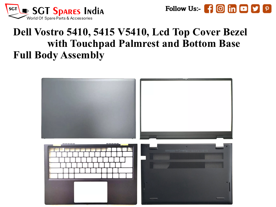 Dell Vostro 5410, 5415 V5410, 0FFNFW Laptop Lcd Top Cover Bezel with Touchpad Palmrest and Bottom Base Full Body Assembly
