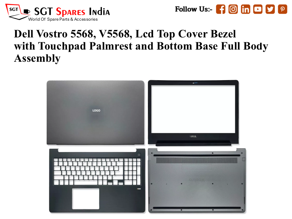 Dell Vostro 5568, V5568, 0YMCWV Laptop Lcd Top Cover Bezel with Touchpad Palmrest and Bottom Base Full Body Assembly