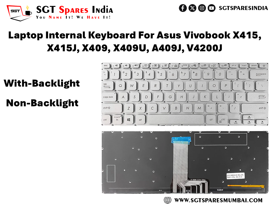 Laptop Internal Keyboard For Asus Vivobook X415, X415J, X409, X409U, A409J, V4200J With-Backlight Non-Backlight Silver Colour