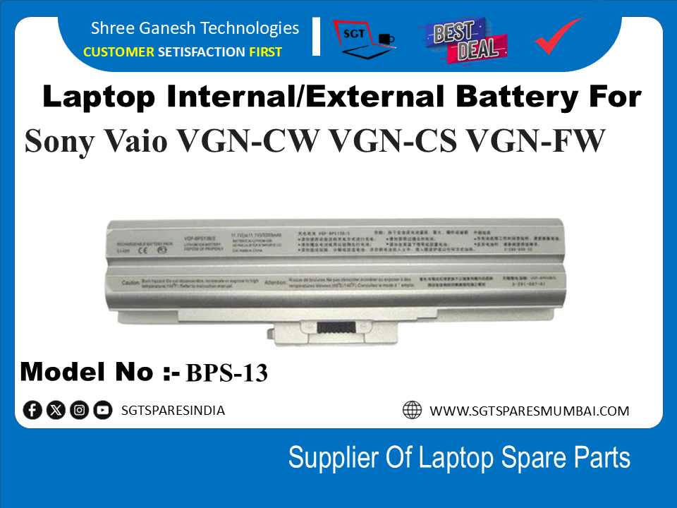 S-ony BPS-13 External Battery For Sony Vaio VGN-CW VGN-CS VGN-FW