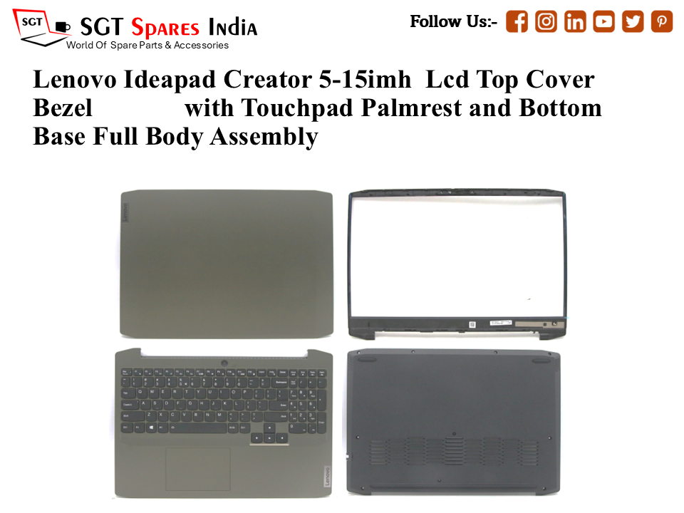 Lenovo Ideapad Creator 5-15imh Laptop Lcd Top Cover Bezel with Touchpad Palmrest and Bottom Base Full Body Assembly