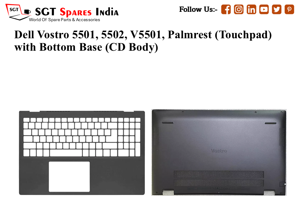 Dell Vostro 5501, 5502, V5501, Palmrest (Touchpad) with Bottom Base (CD Body)