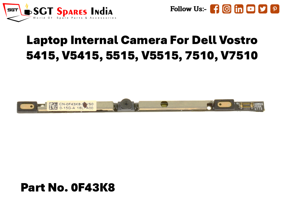 Laptop Internal Camera For Dell Vostro 5415, V5415, 5515, V5515, 7510, V7510 Part No. 0F43K8