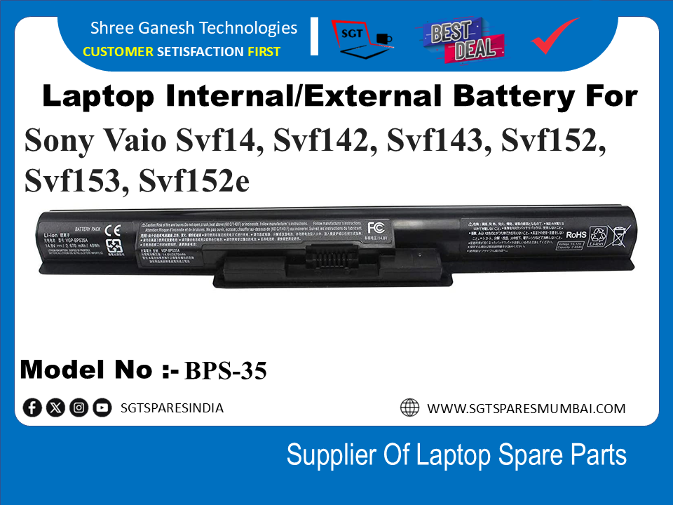 S-ony BPS-35 External Battery For Sony Vaio Svf14, Svf142, Svf143, Svf152, Svf153, Svf152e