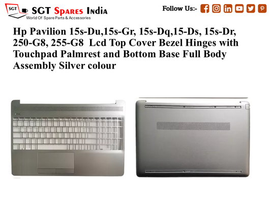 Hp Pavilion 15s-Du,15s-Gr, 15s-Dq,15-Ds, 15s-Dr, 250-G8, 255-G8 Palmrest (Touchpad) with Bottom Base (CD Body)