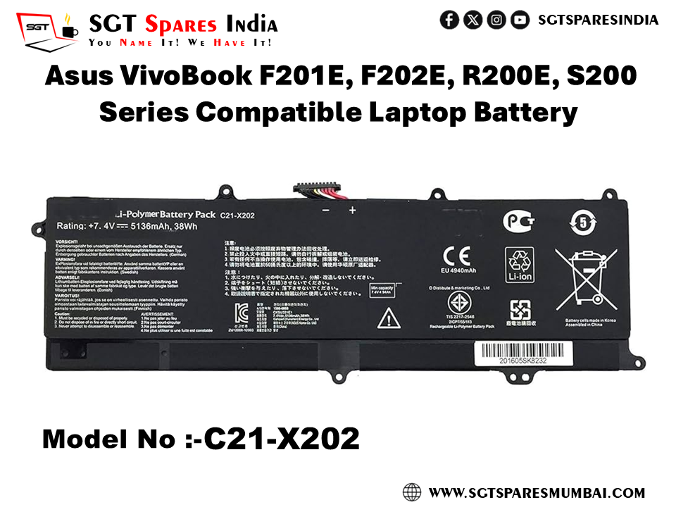 C21-X202 FOR Asus VivoBook F201E, F202E, R200E, S200 Series Compatible Laptop Battery