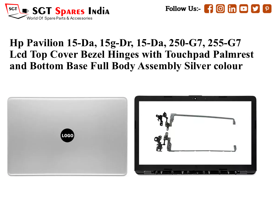 लैपटॉप एलसीडी टॉप कवर बाज़ेल के साथ हिंज के साथ HP PAVILION 15-DA,15G-DR, 15-DA, 250-G7, 255-G7 के लिए