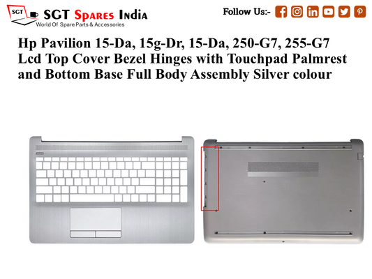 Hp Pavilion 15-Da, 15g-Dr, 15-Da, 250-G7, 255-G7 Palmrest (Touchpad) with Bottom Base (CD Body)