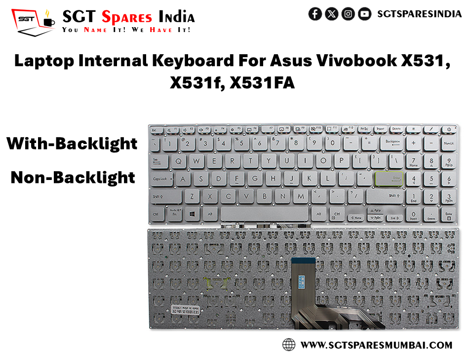 Laptop Internal Keyboard For Asus Vivobook X531, X531f, X531FA With-Backlight Non-Backlight silver colour