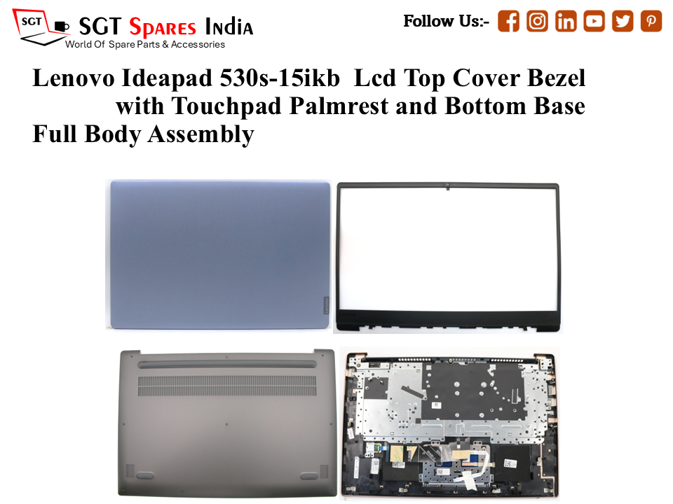 Lenovo Ideapad 530s-15ikb Laptop Lcd Top Cover Bezel with Touchpad Palmrest and Bottom Base Full Body Assembly