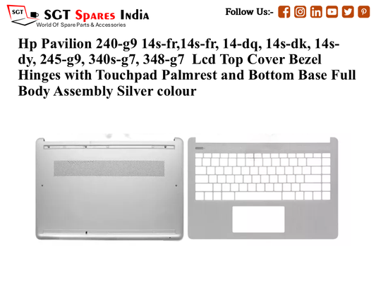 Hp Pavilion 240-g9 14s-fr, 14s-fr, 14-dq, 14s-dk, 14s- dy, 245-g9, 340s-g7, 348-g7 Palmrest (Touchpad) with Bottom Base (CD Body)