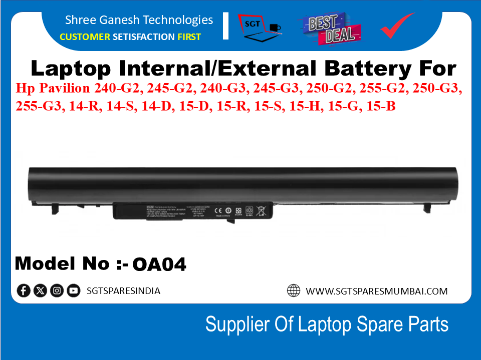 H-P OA04 External Battery For Hp Pavilion 240-G2, 245-G2, 240-G3, 245-G3, 250-G2, 255-G2, 250-G3, 255-G3, 14-R, 14-S, 14-D, 15-D, 15-R, 15-S, 15-H, 15-G, 15-B