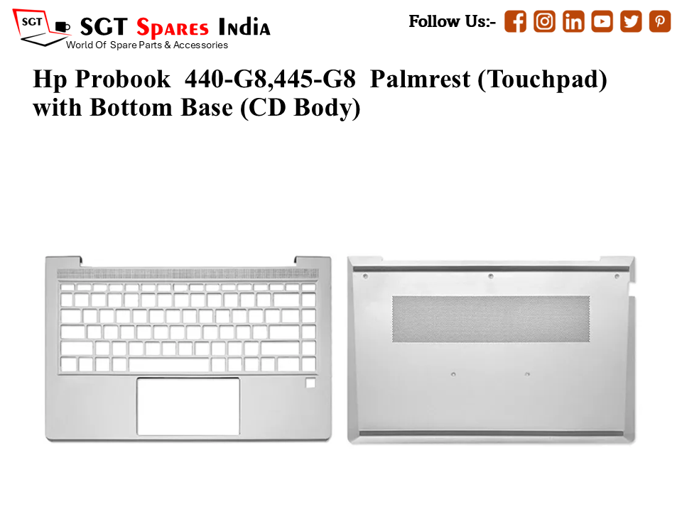 Hp Probook 440-G8,445-G8 Palmrest (Touchpad) with Bottom Base (CD Body)