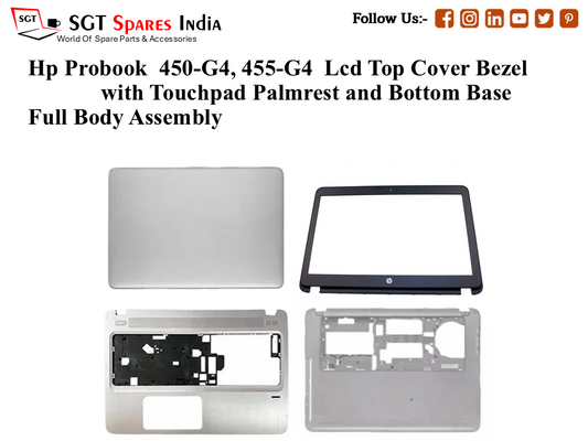 Hp Probook  450-G4, 455-G4 Laptop Lcd Top Cover Bezel with Touchpad Palmrest and Bottom Base Full Body Assembly