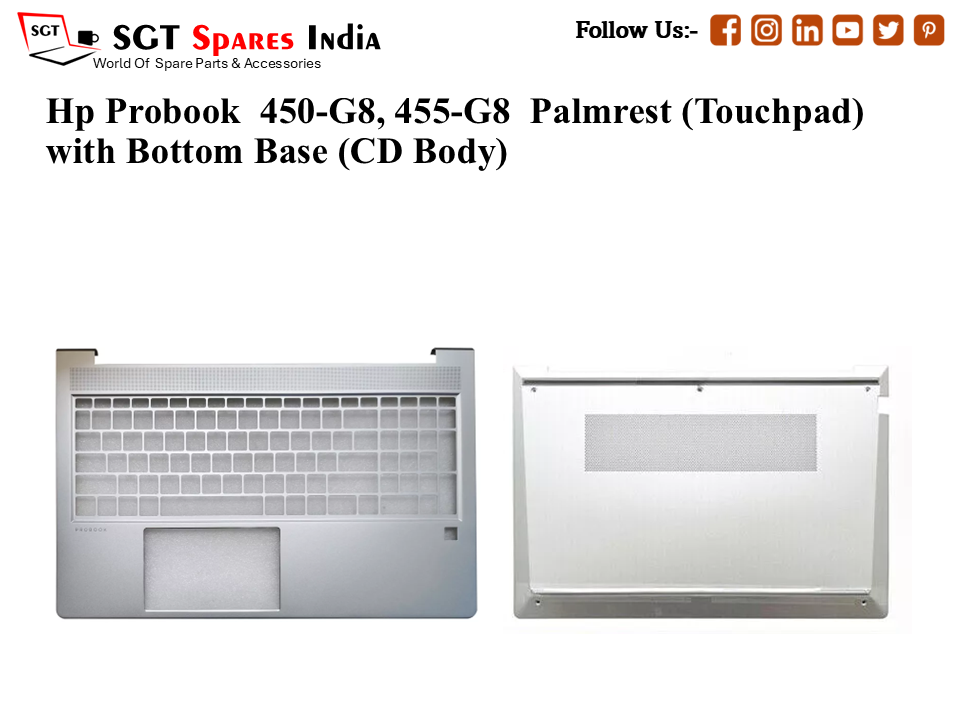 Hp Probook 450-G8, 455-G8 Palmrest (Touchpad) with Bottom Base (CD Body)