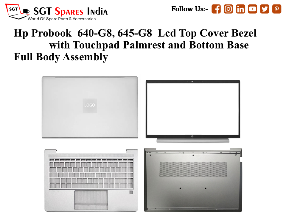 Hp Probook 640-G8, 645-G8 Laptop Lcd Top Cover Bezel with Touchpad Palmrest and Bottom Base Full Body Assembly