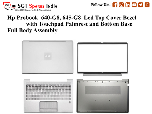 Hp Probook  640-G8, 645-G8 Laptop Lcd Top Cover Bezel with Touchpad Palmrest and Bottom Base Full Body Assembly