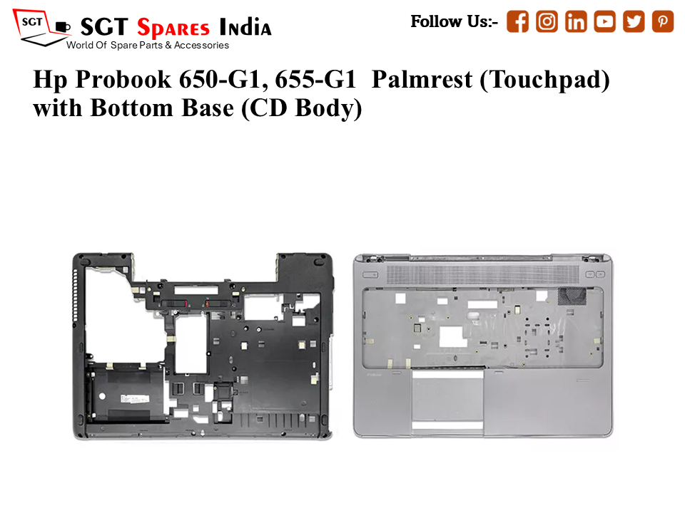 Hp Probook 650-G1, 655-G1 Palmrest (Touchpad) with Bottom Base (CD Body)