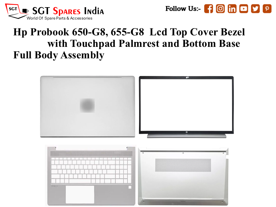 Hp Probook 650-G8, 655-G8 Laptop Lcd Top Cover Bezel with Touchpad Palmrest and Bottom Base Full Body Assembly