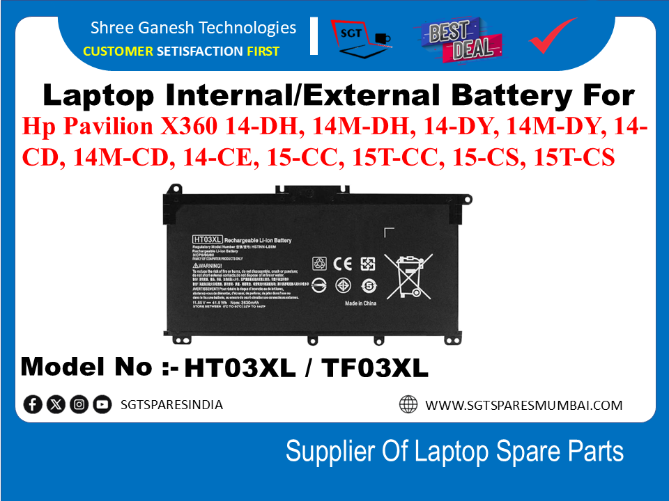 H-P HT03XL / TF03XL Internal Battery For Hp Pavilion X360 14-DH, 14M-DH, 14-DY, 14M-DY, 14-CD, 14M-CD, 14-CE, 15-CC, 15T-CC, 15-CS, 15T-CS
