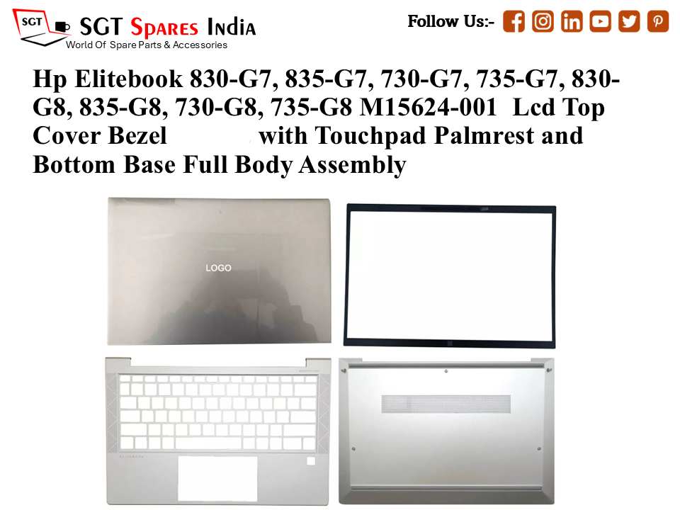 Hp Elitebook 830-G7, 835-G7, 730-G7, 735-G7, 830-G8, 835-G8, 730-G8, 735-G8 M15624-001 Laptop Lcd Top Cover Bezel with Touchpad Palmrest and Bottom Base Full Body Assembly