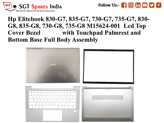 Hp Elitebook 830-G7, 835-G7, 730-G7, 735-G7, 830-G8, 835-G8, 730-G8, 735-G8 M15624-001 Laptop Lcd Top Cover Bezel with Touchpad Palmrest and Bottom Base Full Body Assembly