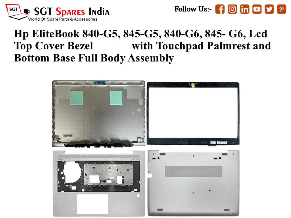 Hp EliteBook 840-G5,845-G5, 840-G6, 845- G6, L15507-001 Laptop Lcd Top Cover Bezel with Touchpad Palmrest and Bottom Base Full Body Assembly
