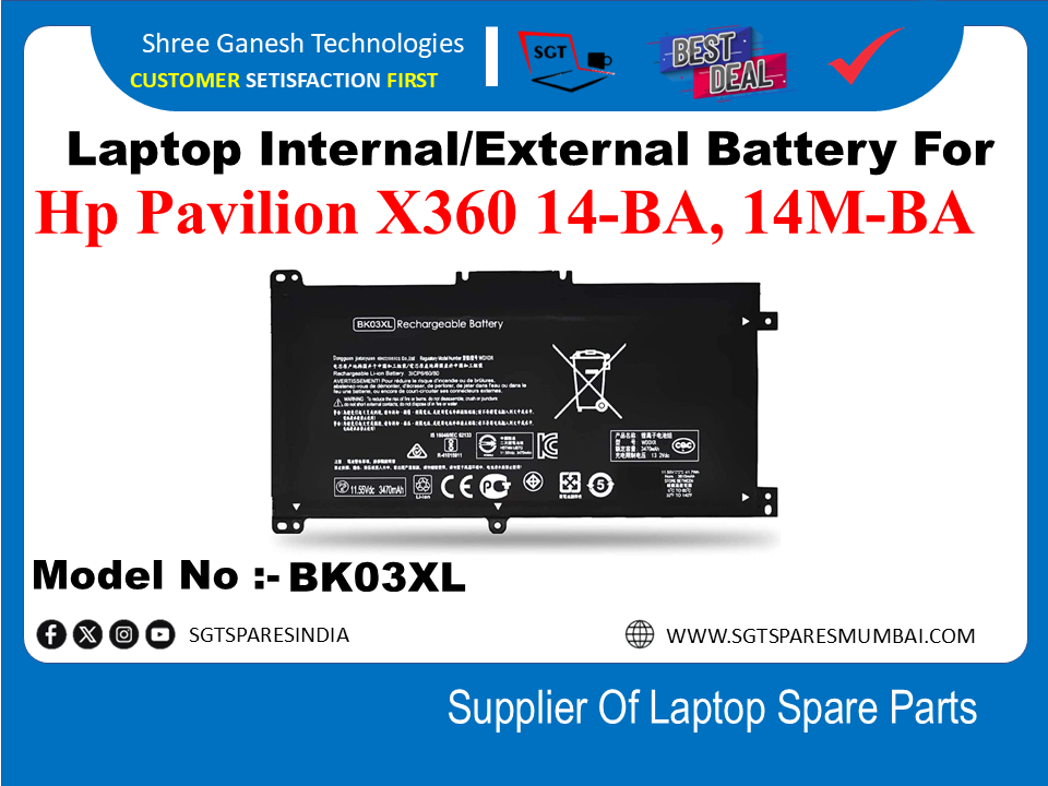 H-P BK03XL Internal Battery For Hp Pavilion X360 14-BA, 14M-BA