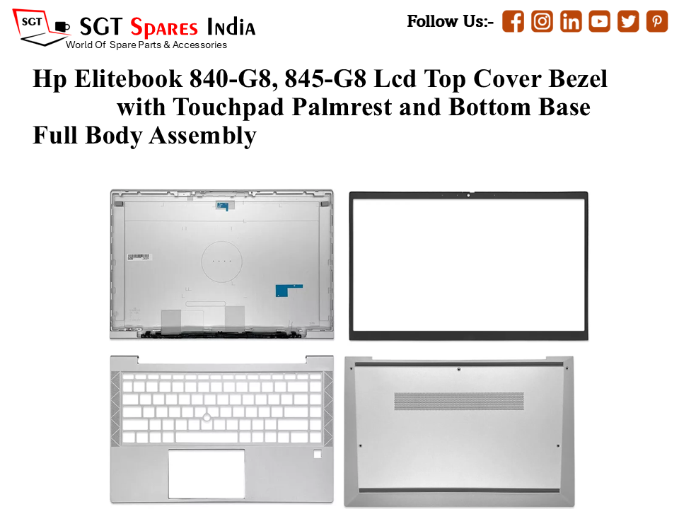 Hp Elitebook 840-G8, 845-G8 M07164-001 Laptop Lcd Top Cover Bezel with Touchpad Palmrest and Bottom Base Full Body Assembly