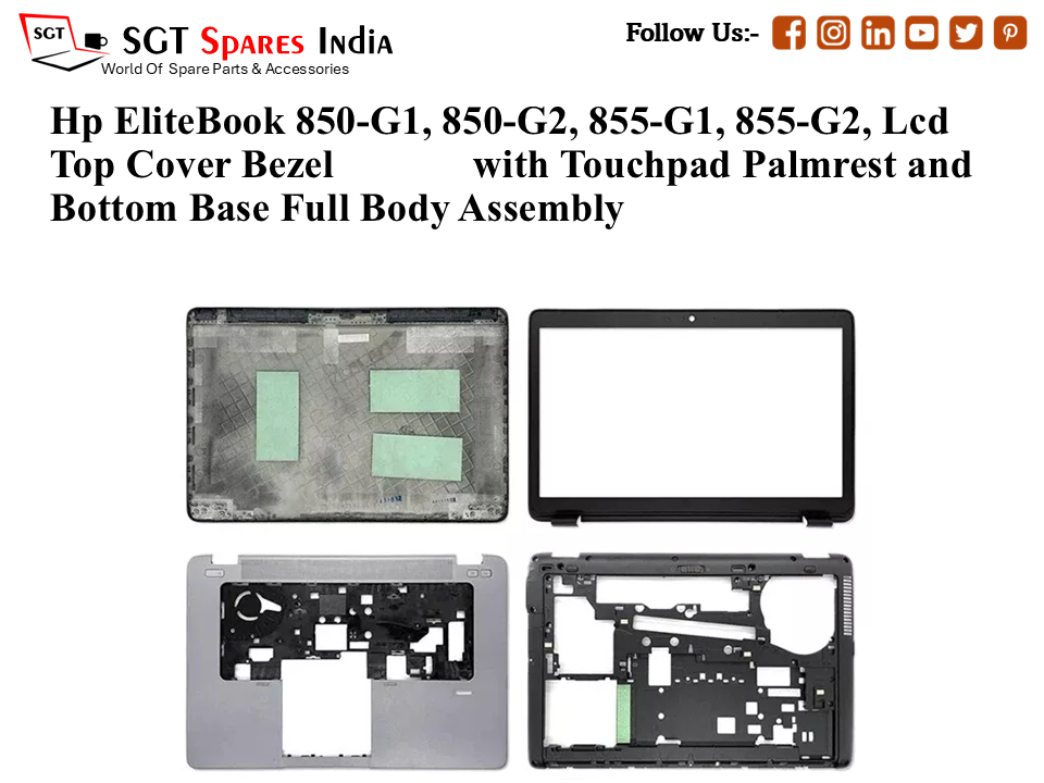 Hp EliteBook 850-G1, 850-G2, 855-G1, 855-G2, 730184-001 Laptop Lcd Top Cover Bezel with Touchpad Palmrest and Bottom Base Full Body Assembly