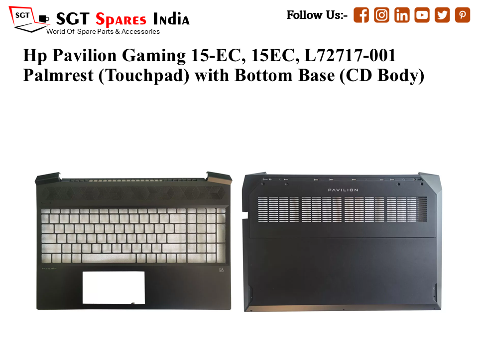 Hp Pavilion Gaming 15-EC, 15EC, L72717-001 Palmrest (Touchpad) with Bottom Base (CD Body)