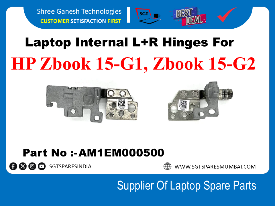 Laptop Internal L+R Hinges For HP Zbook 15-G1, Zbook 15-G2 Part No :- AM1EM000500