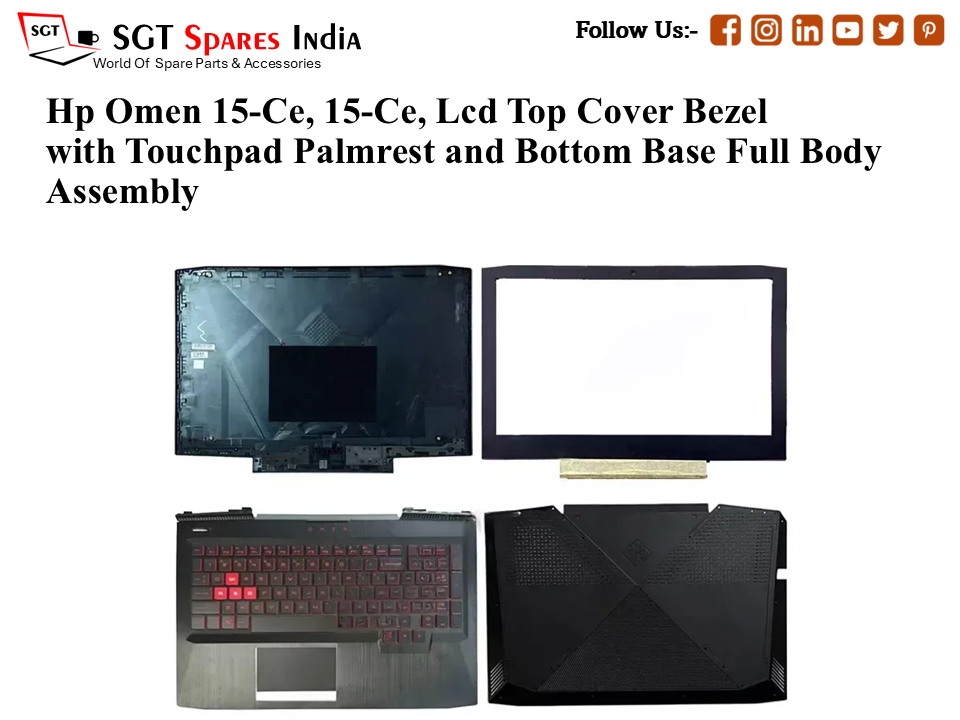 Hp Omen 15-Ce, 15-Ce, 929446-001 Laptop Lcd Top Cover Bezel with Touchpad Palmrest and Bottom Base Full Body Assembly