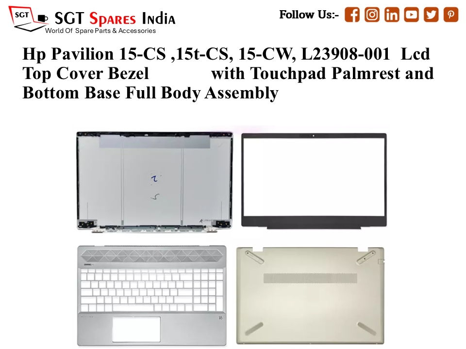 Hp Pavilion 15-CS ,15t-CS, 15-CW, L23908-001 Laptop Lcd Top Cover Bezel with Touchpad Palmrest and Bottom Base Full Body Assembly