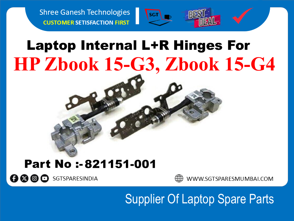 Laptop Internal L+R Hinges For HP Zbook 15-G3, Zbook 15-G4 Part No :- 821151-001