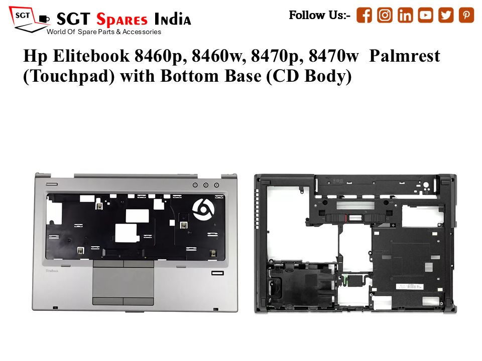 Hp Elitebook 8460p, 8460w, 8470p, 8470w Palmrest (Touchpad) with Bottom Base (CD Body)