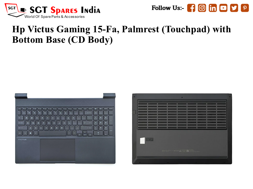 Hp Victus Gaming 15-Fa, Palmrest (Touchpad) with Bottom Base (CD Body)