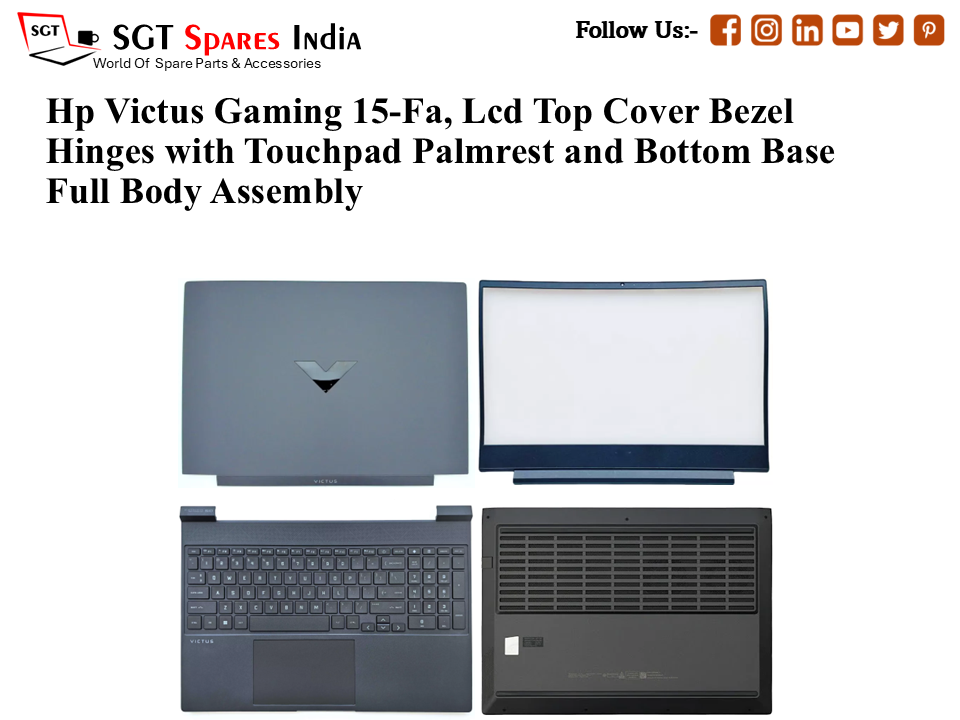 Hp Victus Gaming 15-Fa, N13327-001 Laptop Lcd Top Cover Bezel with Touchpad Palmrest and Bottom Base Full Body Assembly