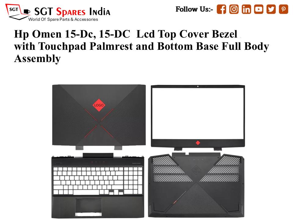 Hp Omen 15-Dc, 15-DC Laptop Lcd Top Cover Bezel with Touchpad Palmrest and Bottom Base Full Body Assembly