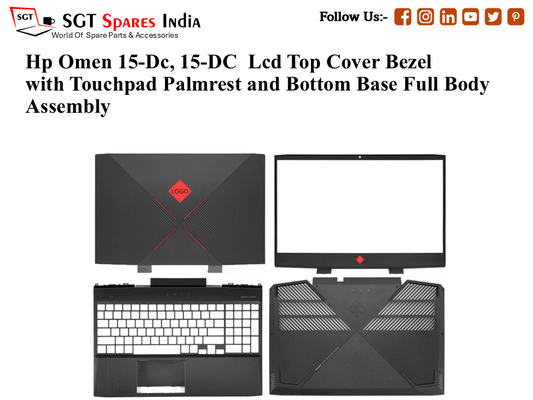 Hp Omen 15-Dc, 15-DC Laptop Lcd Top Cover Bezel with Touchpad Palmrest and Bottom Base Full Body Assembly