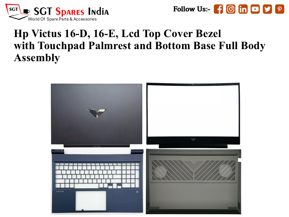 Hp Victus 16-D, 16-E, M54714-001, M75692-001 Laptop Lcd Top Cover Bezel with Touchpad Palmrest and Bottom Base Full Body Assembly